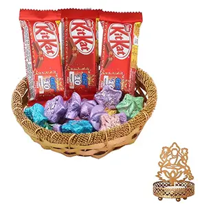 SFU E Com Nestle Chocolate Gift Combo| Premium Diwali Chocolate Gift | laxmi ji Shadow Candle Holder with Chocolate Hamper | Chocolate Gift Hamper | 319