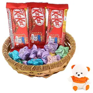 SFU E Com Nestle Chocolate Gift Combo | Valentine Love Teddy Bear with Chocolate Combo | Valentine Chocolate Hamper | 320