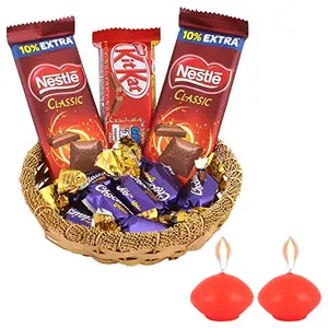 SFU E Com Nestle Chocolates Gift Hamper| Diwali Chocolate Gift | Premium Diwali Candle with Chocolate Hamper | Chocolate Gift Hamper | 300