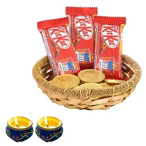 SFU E Com Nestle Kit kat Choco Hamper| Diwali Chocolate Gift Hamper | Premium Diwali Matki Diya 2 Pieces with Chocolate Hamper | 309