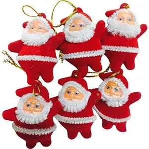 Christmas Vibes Christmas Mini Red Santa Clause Pack of 6 Pieces for Home Office Tree Christmas Decoration Hanging Ornaments H - 2inc