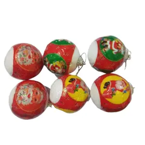 Christmas Vibes Christmas Tree White Santa Snow Balls Pack of 6 Christmas Tree Decoration Balls H- 2inch