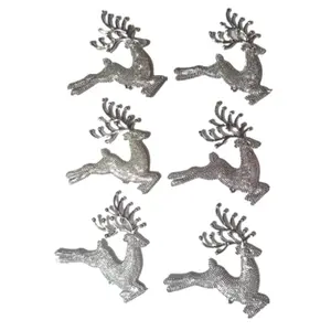 Christmas Vibes Christmas Tree Decoration Hanging Ornaments Pack of 6 Sliver Reindeer Festive Home Xmas Party Decorations Gift