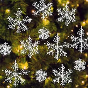 Christmas Vibes Christmas Tree Decoration Hanging Snow Flake - Pack of 30