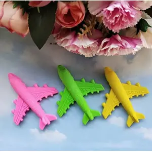 Christmas Vibes Set of 3 Aeroplane Eraser Set Stationery for Kids School Boys Girls