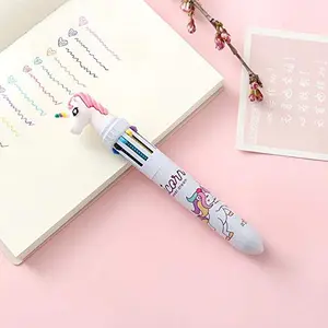 Christmas Vibes 10 in 1 UNICORN -color ballpoint pen Student push-type colored pen Multi-function ten-color in one push ballpoint pen Pack of any 1