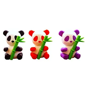Christmas Vibes Kids Cute Baby Panda Cartoon Teddy Theme Colorful 3D Eraser/Erasers Rubber Combo Set of 3