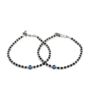 Christmas Vibes Stylish Women's Evil Eye Anklets with Oxidised Black and Silver Beads/Nazariya Anklets Pair of 1
