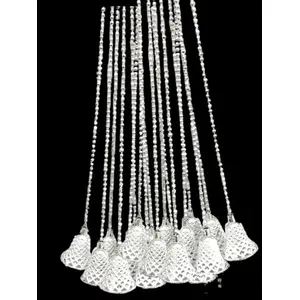Christmas Vibes Decorative Silver Bell Strings/ladi/torans/Wall Hanging 3ft Toran for Diwali Navratri Wedding Party Decor/Backdrops Home Decoration Items Theme Party Christmas Decorations (10 Pcs)
