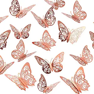 Christmas Vibes Butterfly Hanging Garland Party Decoration 4 Pack 3D Paper Butterfly Hanging Banner for Wedding Baby Shower Birthday Home Decor Blue (Butterfly Gold)