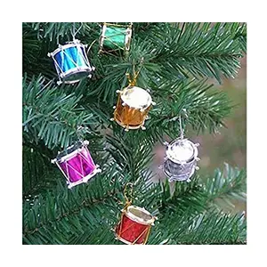 Christmas Vibes Set of 12 Christmas Tree Drum Ornaments Hanging Decorations Colorful Small Drum Pendant for Christmas Tree Decoration MutliColor