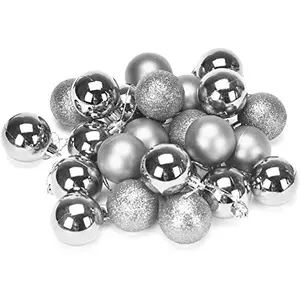Christmas Vibes Christmas Silver Ball Ornaments Tree Decorations for Holiday Wedding Party Decoration Christmas Decorations for House Pack of 24