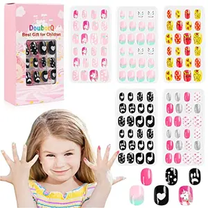 Christmas Vibes 120pcs Kids Press on Nails Children Acrylic Fake Nails Lovely Press on French Fake Nails for Girls Kids Christmas Gift Nail Design Decoration