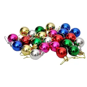 Christmas Vibes 24 Pcs Multi Colour Christmas X-Mass Tree Decoration Hangings Ornaments Balls