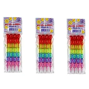 Christmas Vibes Rainbow Multi Color Brick Non-Sharpening Stack Pencil Set for Kids (Pack of - 3) (1 Pack - 4 Pencils) for Return Gift Designer Stylish Pencil