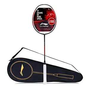 Li-Ning Ignite 7 Speed Badminton Racket- Carbon Fibre - Strung - 77 Grams. - Free Full Cover Black/Red.