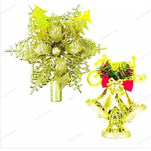 Christmas Vibes Christmas Tree Topper Star & Door Wall Hanging Bell Decorative Ornaments for Christmas Tree Decoration Items for Home