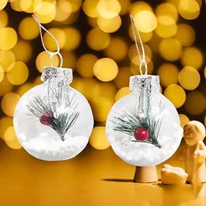 Christmas Vibes 2 pcs Clear Glass Balls Christmas Tree Ornaments Xmas Tree hangings Christmas Tree Decoration Ornaments