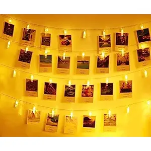 Christmas Vibes 14 Photo Clip LED String Lights for Photo Hanging Birthday Festival Wedding Party for Home Patio LawnHome DecorationChristmas Tree Decoration Diwali Lights (Yellow)