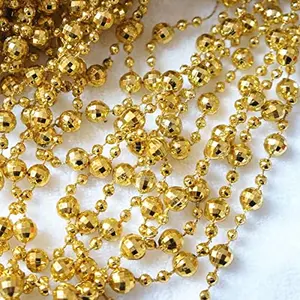 Christmas Vibes 10 Pcs Gold Beads Pearl Chain for Christmas Decoration Golden Color Beaded Chain Garlands Merry Christmas Ribbon for X mas Christmas Tree Decoration Hanging Ornaments' | New Year Party