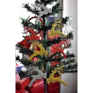 Christmas Vibes Christmas Tree Decoration Hanging Ornaments Pack of 10 Assorted Reindeer Festive Home Xmas Party Decorations Gift