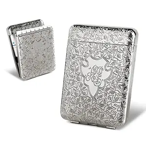 Christmas Vibes Metal Cigarette Case Cigarette Box for 16pcs 84mm King Size Cigarettes Pocket Size Moisture-Proof and Scratch Proof Unique Birthday Christmas Gifts for Women Men (Silver)