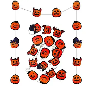 Christmas Vibes 2.7m Hanging Pumpinks Banner Double Sided Hallowen Decoration Party Bunting - Pumpkins - Outdoor Garland