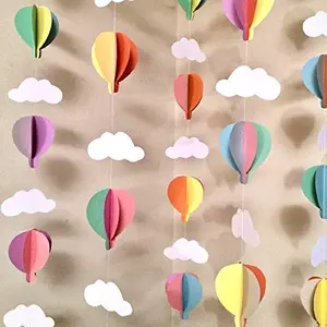 Christmas Vibes 3D Paper Hanging Parachute and Cloud for Wall Decoration (Pack of 4 Multicolor)