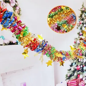 Christmas Vibes 2Pcs Tinsel Garland Christmas Garland Decoration Hanging Garland 6.6ft Metallic Twist Multicolor Shining Garland for Birthday Halloween Home Decor Party Decortion Items for Diwali Festival