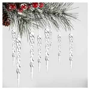 Christmas Vibes 24Pcs Christmas Icicle for Christmas Tree Decorations Clear Acrylic Christmas Tree Ornaments Items Set Suitable for Xmas Home Decor Christmas Hanging Decorations