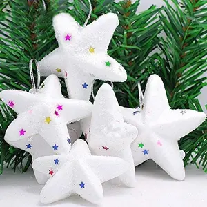 Christmas Vibes 2.5 Inch Christmas Little Twinkle Bell Star Balls Ornaments (White)