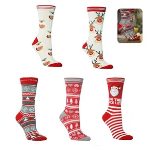 Christmas Vibes 5 pairs Christmas Socks Cute Christmas Floor Socks Winter Warm Socks Home Floor Socks Warm Christmas Thermal Socks Ankle Socks Christmas Gift