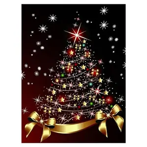 Christmas Vibes Diamond Painting Kit 12x16inch Christmas Wall Decor Christmas Tree 5D Diamond Painting Kit for Adults Suitable for Wall Decoration Christmas Decorations Items No Frame