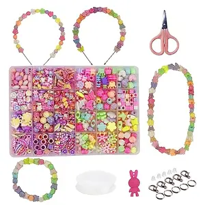 Christmas Vibes Jewellery Making Kit for Girls Bracelet Making Kit for Kids DIY Colorful Bracelet Necklace Making Activity Toys for Girls Age 6-12 Years Old