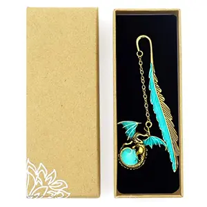 Christmas Vibes Metal Feather Bookmark Glow in The Dark Vintage 3D Golden Dragon Bookmark for Reading Enthusiasts and Gifting Bookmark Gift for Teachers Women Student Mothers Day Christmas Gifts