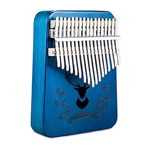 Christmas Vibes Blue Deer Kalimba Mbira Thumb Piano Kalimba Musical Instrument with Learning Book Tune HammerCloth Bag Sticker Bilingual InstructionFinger CoversChristmas Gifts for Woman and Kids