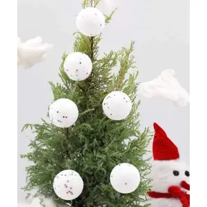 Christmas Vibes Foal Balls for Party Christmas Tree Drop Ornaments (White)-12 Pieces