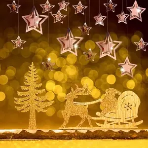 Christmas Vibes 11Pcs Rose Gold 3D Hanging Star Bunting Garland Party Decoration Kit for Birthday Wedding Baby Shower Christmas Party Decoration.