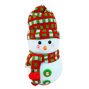 Christmas Vibess Beautiful Christmas Xmas Decoration Woolen Cap and Scarf Wear Snowman 8"