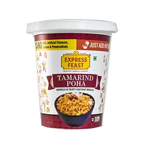 Ready to Eat Tamarind Poha Cups| Instant Meal Instant Mix | No preservatives no Artificial Colours 80g (Box of 4) (Jain Vegan) Just add Water