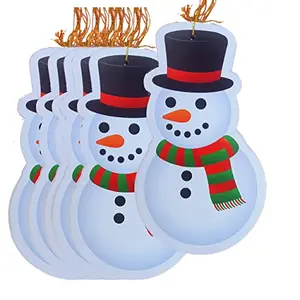Christmas Vibes 10 Pcs Paper Snowman Wall Hanging Tree Hanging Ornaments Baubles Pendent Christmas Decoration and Christmas Craft