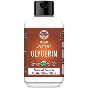 Holy Natural Organic Vegetable Glycerin (300ml) USDA Certified Vegetable Glycerin Non-GMO Kosher Food Grade/Cosmetic Grade For Skin Hair Crafts and Soap Base Oil.