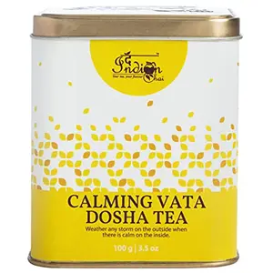 The Indian Chai - Calming Vata Dosha Tea 100g with Ginger Mulethi Ajwain etc for Bloating & Cramping Helps with Digestion Helps Reduce Stress Ayurvedic Herbal Tea