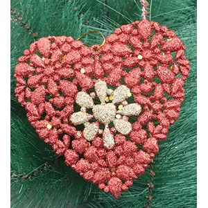 Christmas Vibes Red Colour Christmas Tree Hanging Christmas Ornaments Heart Xmas Tree Hangings Ornaments for Christmas Decoration Items for Home Decoration Christmas Party #180