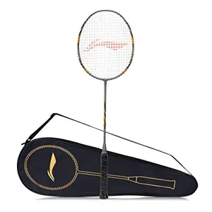 Li-Ning Carbon Fibre Super Series 900 Strung Badminton Racket with Full Cover (84 Grams Grey/Copper).