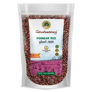 Nativefoodstore Poongar Rice-500gms Traditional Red Rice | Hand Pounded Red Rice | Diabetic Friendly | Rich in Vitamins Minerals | Gluten Free | Weight Loss