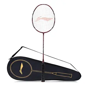 Li-Ning Super Series 900 Strung Badminton Racket with Free Full Cover (84 Grams Red/Grey) Carbon Fibre