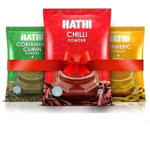 Hathi Masala Chilli  Coriander Cumin and Turmeric Powder Combo Offer - Pack of 500 GM x 3