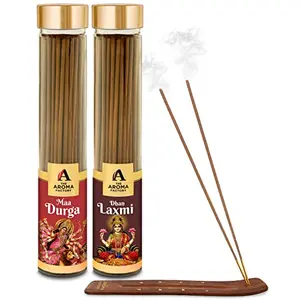 The Aroma Factory Maa Durga & Dhan Lakshmi Agarbatti for Pooja Luxury Incense Sticks Low Smoke & Zero Charcoal Gifting Fragrance (Bottle Pack of 2 x 100g)