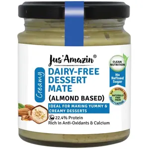 Jus' Amazin Dairy-Free Dessert Mate (Almond Based) 200g | Vegan Dairy Free Condensed Milk - Plant-Based | Clean Nutrition